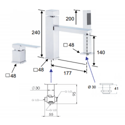 Bateria wannowa pionowa Remer  QUBIKA Q07CR